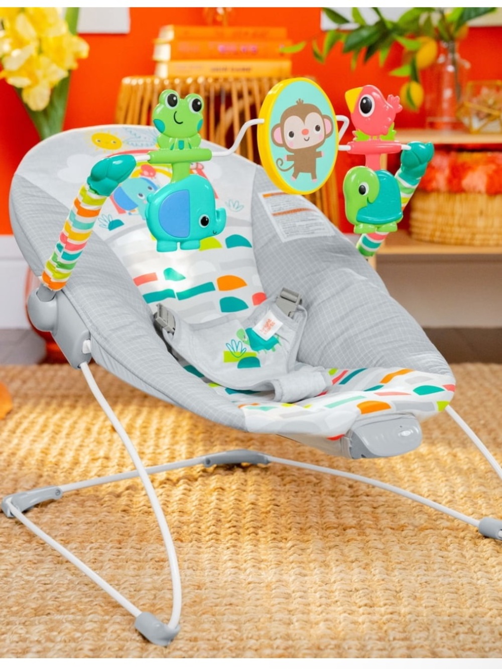 Bright Starts Playful Paradise Vibrating  Bouncer Animals Toy Bar Unisex / New